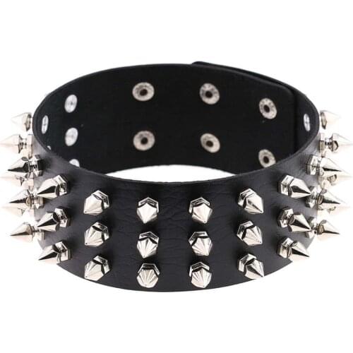 ZIMNO 2020 Goth Women Men Egirl Jewelry Spike Necklace on Neck Leather Rivet Studs Choker Collar Sexy Gothic Necklaces Jewelery