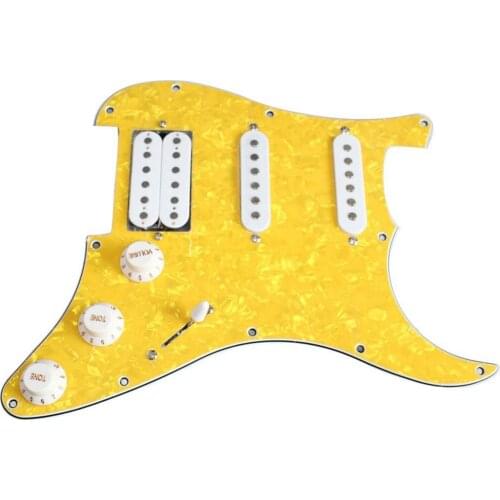 1 Set Yellow Pearl Prewired Pickguard SSH Pickup For Strat Guitar Replacement