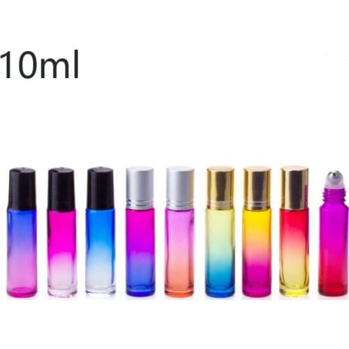 10ml Gradient Glass Aromatherapy Roll on Bottles Essential Oil Perfume Bottle With Metal Roller LX2524