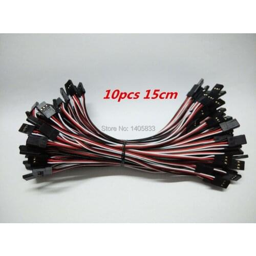 10pcs/lot 15cm Male to Male JR Plug Servo Extension Lead Wire Cable 150mm 3-pin JST RE connector on both ends