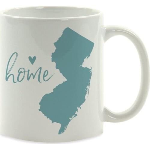 11oz. US State Coffee Mug Gift, Aqua Home Heart, New Jersey, 1-Pack, Unique Hostess Distance Moving Away Gifts