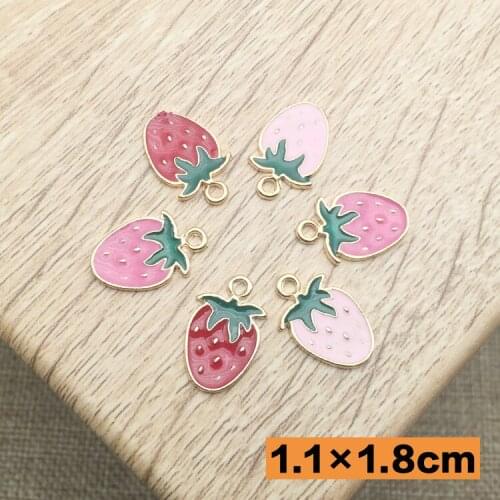 11x18mm Wholesale 100pcs Fashion strawberry bright gold tone charms metal pendants for diy jewelry findings