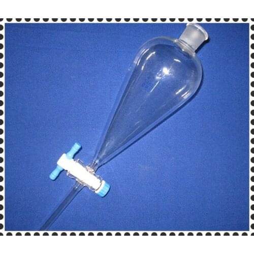 125ml,14/23,Glass Pyriform Separatory Funnel,PTFE stopcock,Drop Tube,Pear Shape