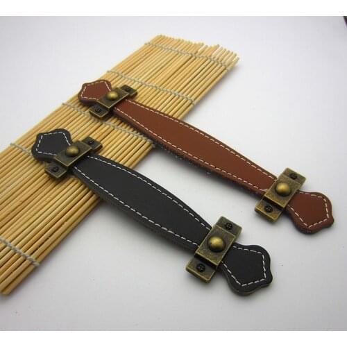 2Pcs Vintage hardware Black Cabinet Knobs and handles wardrobe cupboard door handle and pulls leather Furniture hardware decor