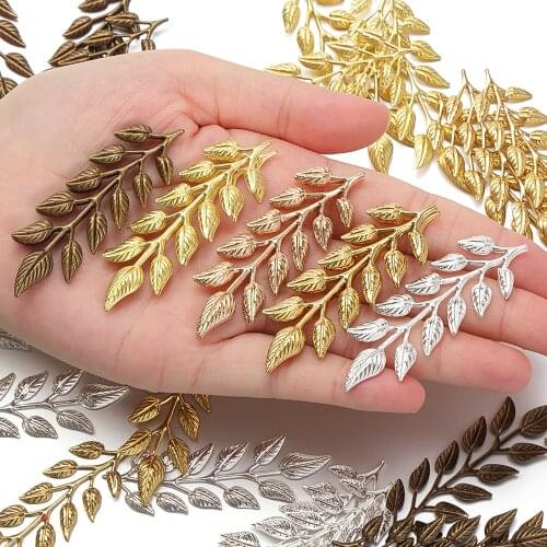 20pcs Gold Matal Leaf Charm 19x64mm Pendants for Hair Sticks Accessories for Jewelry Making Necklace Findings Handmade Craft DIY