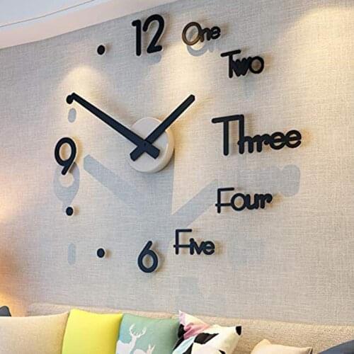 3D Wall Clock Design Large Acrylic Mirror Clocks Stickers Living Room Accessories DIY Decorative House Clock On The Wall Decor