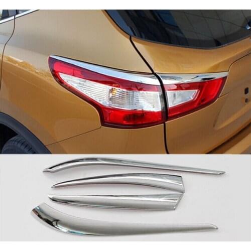 4pcs ACCESSORIES FOR NISSAN QASHIQAI J11 2014 2015 2016 CHROME REAR TAIL LIGHT LAMP EYEBROW TRIM COVER GARNISH MOULDING EYELID