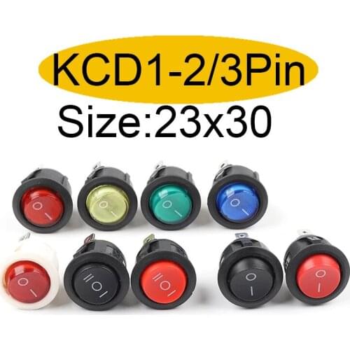 5/10PCS 23MM Diameter Small Round Boat Rocker Switches 2/3Pin 2/3 Position 6A/250VAC 10A/125VAC Button Switch With Light
