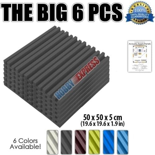 Arrowzoom 6pcs Bundle Metro Striped Insulation Acoustic Panel Soundproof Studio Foam 50x50x5cm (19.6x19.6x1.9in) KK1041