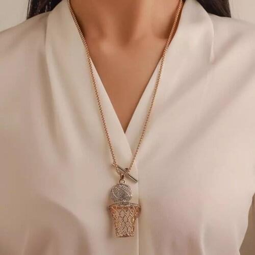 Basketball Hoop Pendant Necklace Men Long Chain Necklace Gifts Sports Hip Hop Couple Jewelry