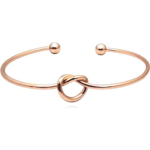 Knot Cuff Bracelets & Bangles For Women Men Charm Heart Jewelry Rose Gold Silver Color Couple Bracelet Bangle fashion love gift