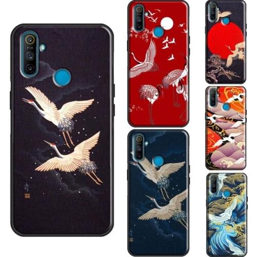 Japanese Cranes Art Case For OnePlus 8T 7T Nord 7 8 9 Pro Cover For Realme C3 C15 C21 7i Q3 6 7 8 Pro GT Neo