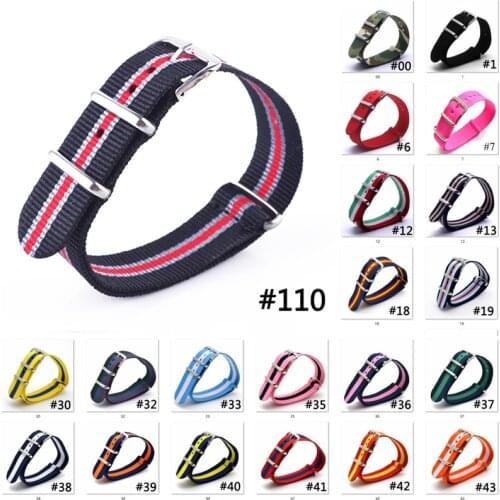 Black/Red 20mm Nato Troops Nylon Watchband Nato Zulu Elastic Nylon Belt Watch Strap Bracelet 18mm 20mm 22mm 24mm Military Band