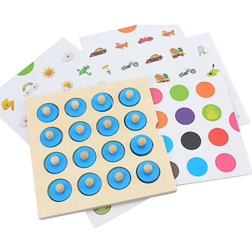 Kids Wooden Puzzle Toy Memory Match Chess Game Blue Memory Chess Children Early Educational Family Party Table Game for Children