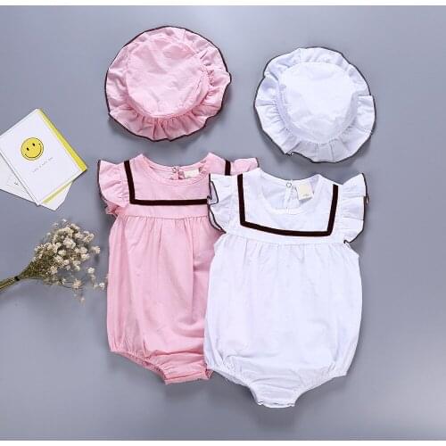 Baby Girl White Clothes Rompers Ruffle Sleeve Cotton Dress Summer Climbing Jumpsuit Newborn Baby Girls Photograph Costumes