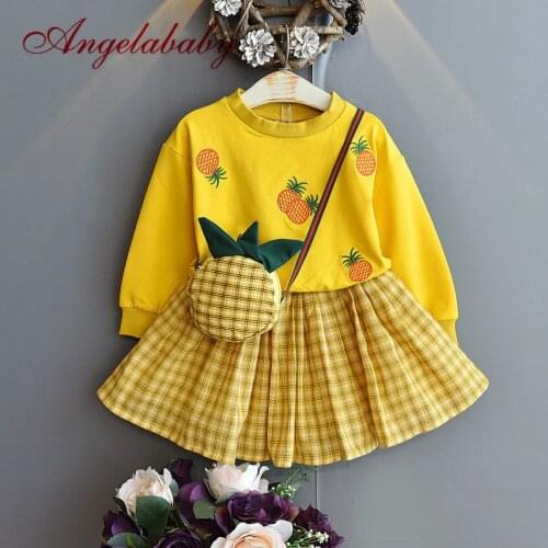 Childrens 2020 Autumn Clothes Sets Long Sleeve Tops + Pliad Skirt 2pcs Clothing Girls Outfit Suit Kids Set