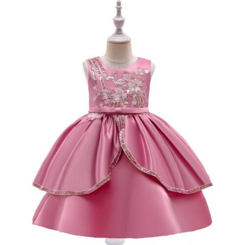 Flower Girl Dresses Sheer Jewel Neck Floral Appliqued Beaded Girl Pageant Gown Ruffle Tiered Skirt Birthday Gowns