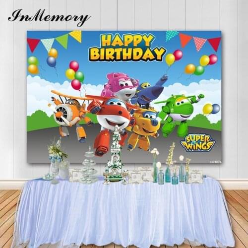 InMemory 7X5FT Super Wing Backdrops Birthday Party Banner Bunting Balloons Baby Photography Studio Background Photopnone Props