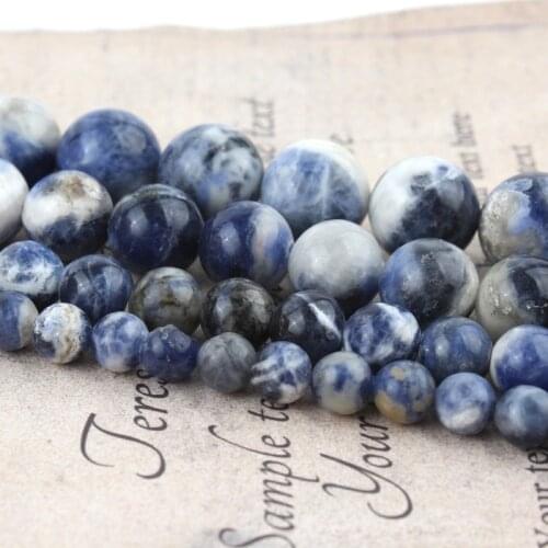 Hot Sale Natural Flower Blue Sodalite Stone Beads 4/6/8/10/12mm Round Loose Beads for Jewelry Making DIY Bracelet 15" Strand