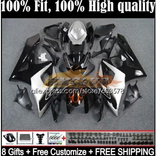 Injection For SUZUKI GSXR-1000 GSXR1000 GSX R1000 K5 12CL.32 GSX-R1000 05 06 GSXR 1000 1000CC CC 2005 2006 Fairing Black silvery