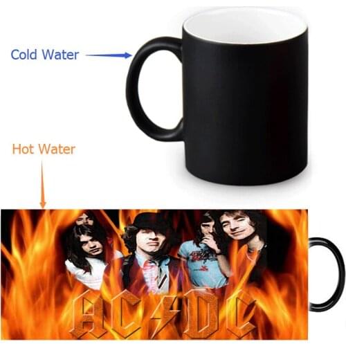 Custom Magic Mugs AC&DC Coffee Milk Hot Cold Heat Sensitive Color Changing Black and White 12 Oz Ceramic Mug