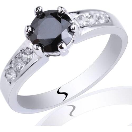 Classic Ladies 925 Sterling Silver Wedding Ring Round Orange Garnet 6-prong Design R034 Size 6 7 8 9