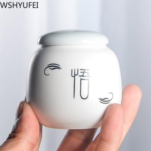 Blue and white porcelainTea Caddy Small Mini Portable Green Tea Sealed Cans Storage Tanks Travel Moisture proof Powder jar