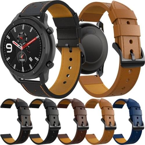 Leather Watch band Sport Strap For Xiaomi Huami Amazfit GTR 2 2e 47mm Stratos Pace 2 2S 3 Watch Bands Bracelet Wristband Correa
