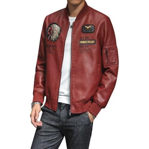 Classic Mens Clothing Fashion PU Leather Coats Tops Hip Hop Streetwear Slim Fit Youth Male Handsome Baseball Uniform Jackets