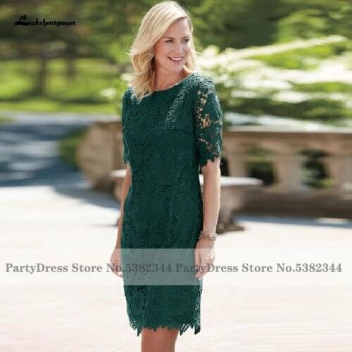 Lakshmigown Short Green Mother of The Bride Dress for Weddings 2021 Robe Women Evening Party Dinner Night Dress with Sleeves