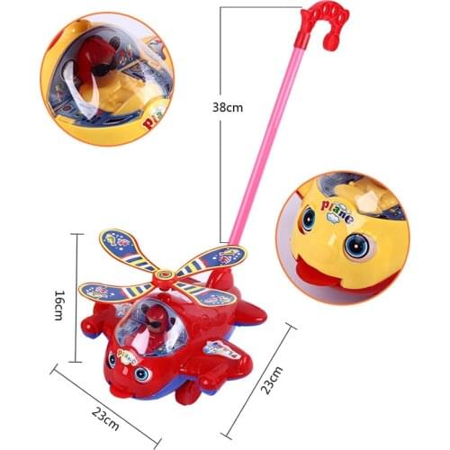 Hot Sellin Baby Walker Toy Hand Push Pull Walks Plane Rod Push Cart Single Rod Blink Eyes Drag Tongue Toddler Walking Toys Gifts