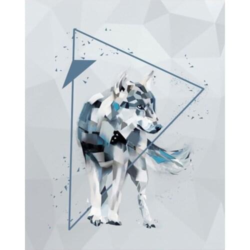 DIY Painting By Numbers Wolf Kit Oil Picture By Numbers Stereo Animals Wall Art Canvas Painting Home Decoration Gift Hobby