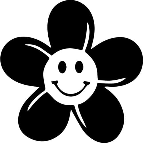 Car Sticker Smile Daisy Cartoon Car Sticker Window Bumper PVC Decal Accessories Waterproof Sunscreen Black/White,16cm*16cm