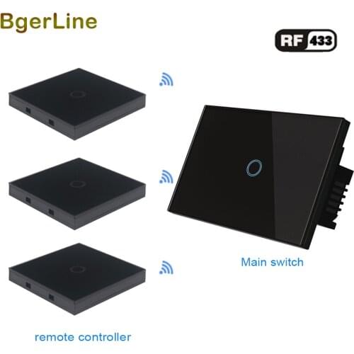 US standard wall light switch support RF433 with 3pcs remote controller 433MHz 110-240V white black gold color