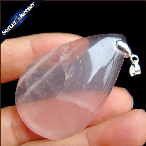 Real Natural Rose Pink Quartz Crystal Gem Stone Beads Pendant Necklace For Womens Jewelry Making Healing Minerals PS649
