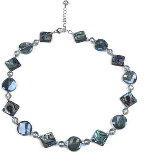 Abalone shell and gemstone sweater choker necklace