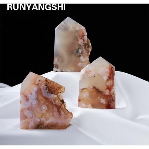 Natural Crystal Quartz Hexagonal prism Irregular energy gem Cherry agate Crystal Tower Original ecology Stone ornaments