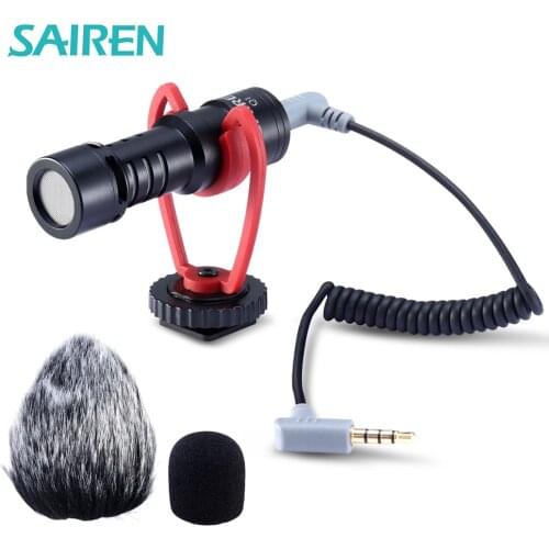 SAIREN VM-Q1 Professional Video Microphone High Sensitivity Low Noise Cardioid Directional On-Camera Mic for Smartphone Camera