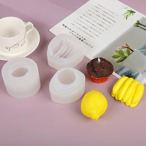 3D Lemon Handmade DIY Scented Candle Banana Essential Oil Bath Bomb Soap Silicone Mold Muffin Craft Resin Decorating