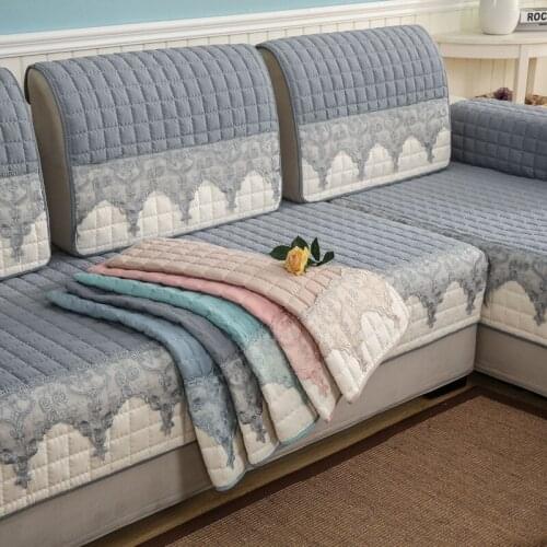 Modern Fabric Lace Embroidery Sofa Cover Cotton Non-Slip Sofa Towel Chair Covers Mats Living/Drawing Room Decorative L-shaped