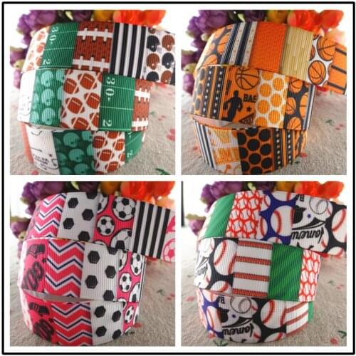 17071105,New arrival 7/8" (22mm) 5 yards/lot sports printed grosgrain ribbons colorfuls ribbon DIY handmade materials