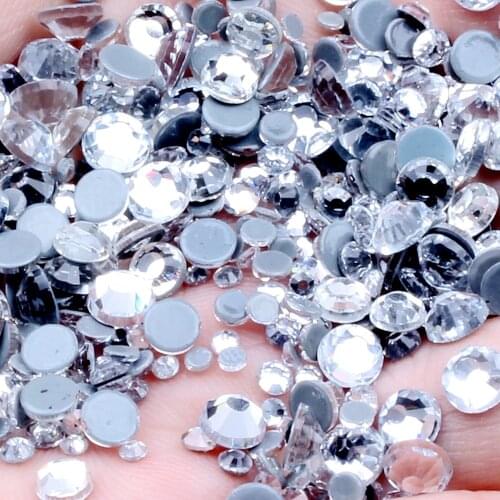 SS3 SS4 SS5 SS12 1440pcs Glass Round Flatback Hotfix Rhinestones Crystal Strass Gems Beads Nail DIY Garment Decorations Fabric