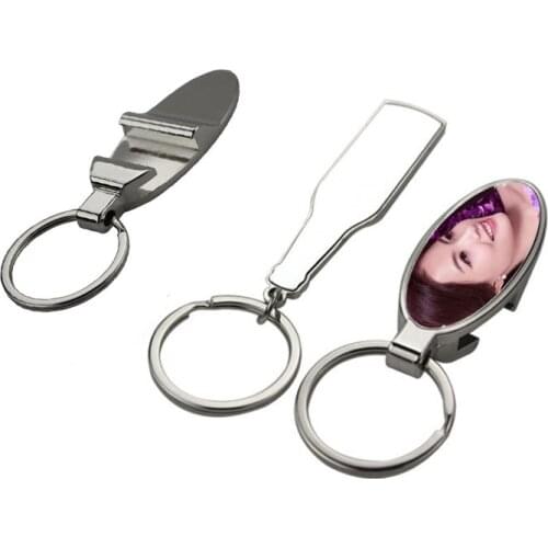 Sublimation blank metal key ring chain with bottle opener bottle shape hot transfer printing consumables 12pieces/lot