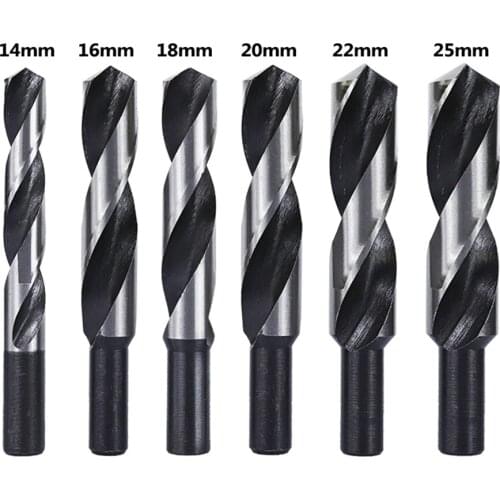 Reduced Shank HSS Drill Bit Woodworking Hole Drilling Cutter 14mm Shank HSS Twist Drill Bit 14/16/18/20/22/25mm