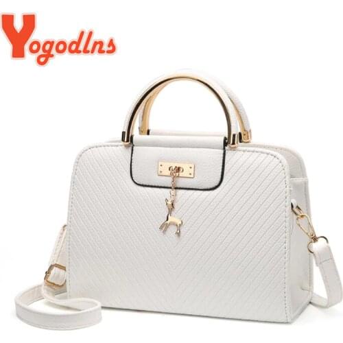 Yogodlns Women PU Leather handbag Solid color feminina Shoulder Bag fashion single strap crossbody bag with