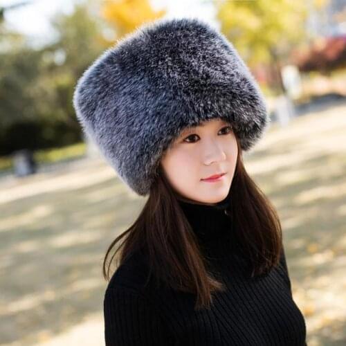 Woman Autumn Plus Size Thick Imitation Fox Fur Bombers Hats Male Winter Warm Skullies Caps Unisex Fur Protection Ear Hat Men Cap
