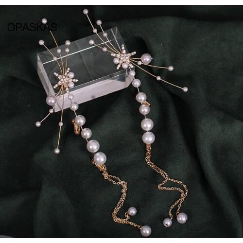 Womens Pearl Ear Clip with Long Tassel Fashion Personality Dainty Clips on Earring Dangle Clips Bridel Accessories VL