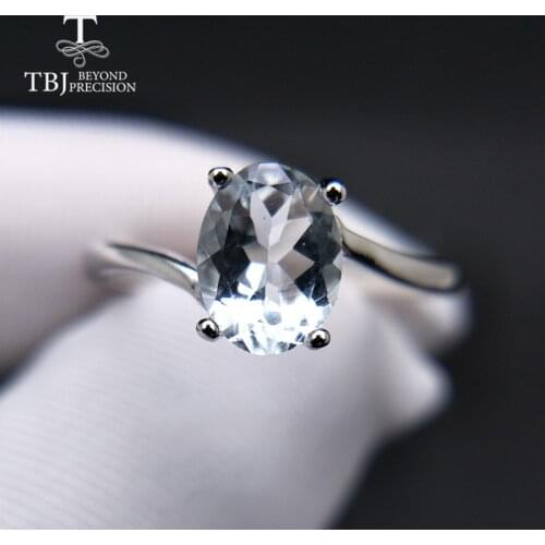 TBJ,Fashion small ring with natural Brazil aquamarine in 925 sterling silver precious stone jewelry for women & girl as gift