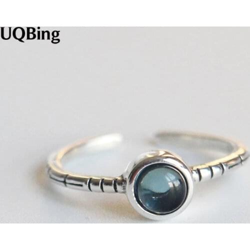 Real Thai Silver Opal Rings Open 100% 925 Sterling Silver Retro Ring Women Jewelry 2019