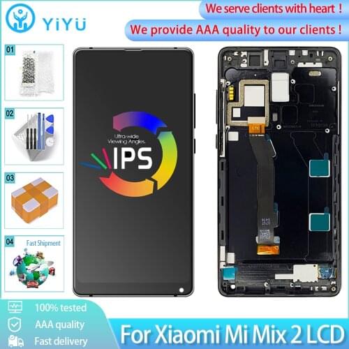 AAA Quality For Xiaomi Mi Mix 2 LCD Display Touch Screen With Frame Digitizer Assembly Replacement Parts For Xiaomi MiX2 LCD